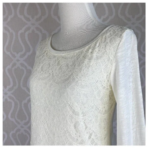 Lauren Conrad Ivory Lace Knit Top - Picture 8 of 11